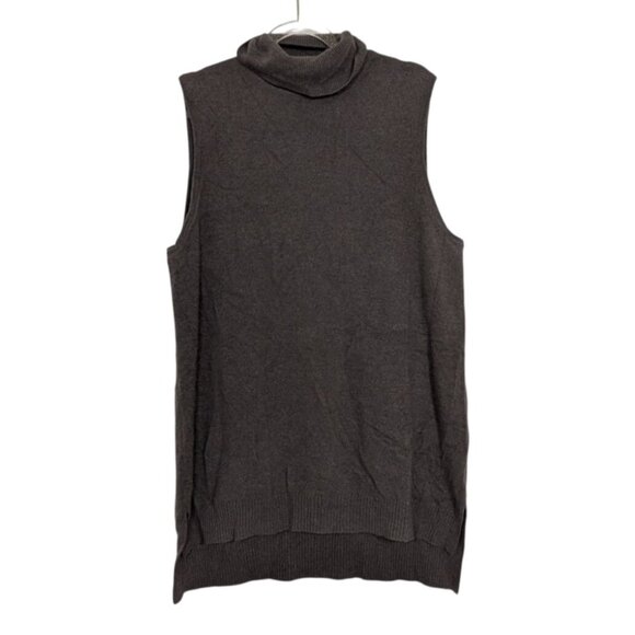 Charter Club 100% Cashmere Turtleneck Womens Size Large Brown Sleeveless Sweater - Picture 1 of 9